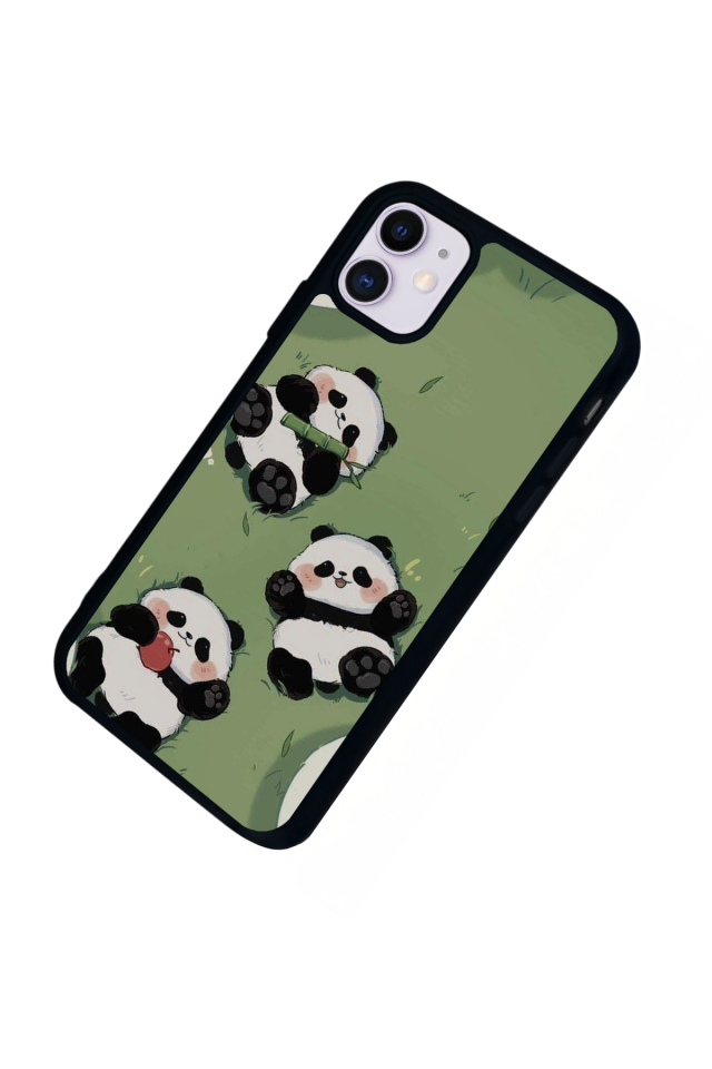 iPhone 11 Uyumlu Panda Tasarımlı Glossy Premium Kılıf