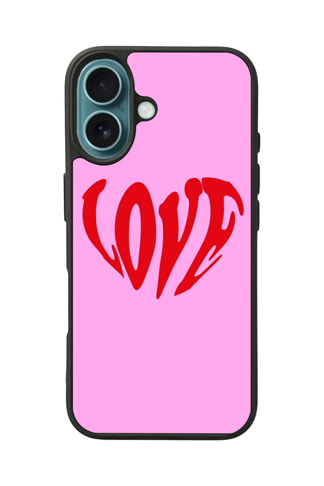 iPhone 16 Uyumlu Kalp Love Tasarımlı Glossy Premium Kılıf