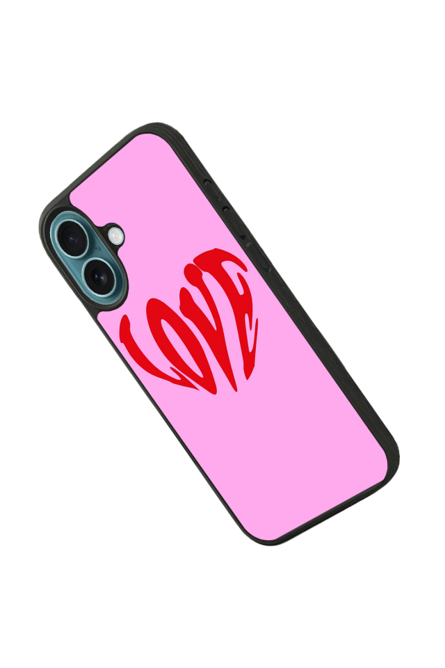 iPhone 16 Uyumlu Kalp Love Tasarımlı Glossy Premium Kılıf