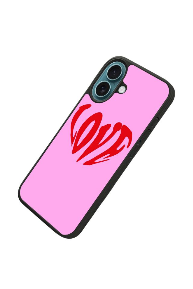 iPhone 16 Uyumlu Kalp Love Tasarımlı Glossy Premium Kılıf