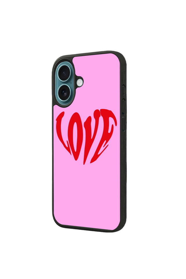 iPhone 16 Uyumlu Kalp Love Tasarımlı Glossy Premium Kılıf