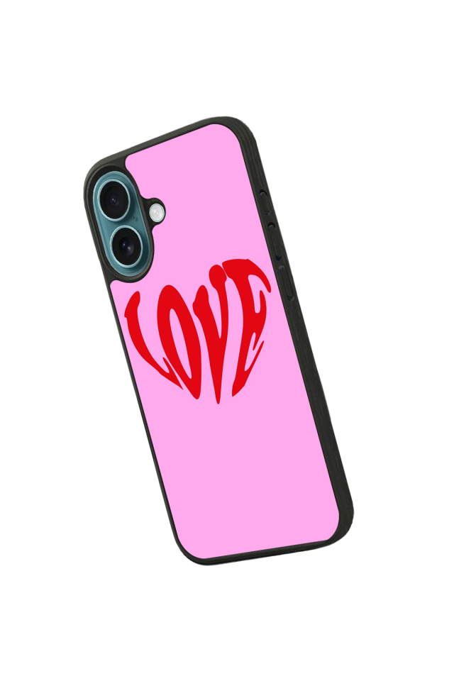 iPhone 16 Uyumlu Kalp Love Tasarımlı Glossy Premium Kılıf