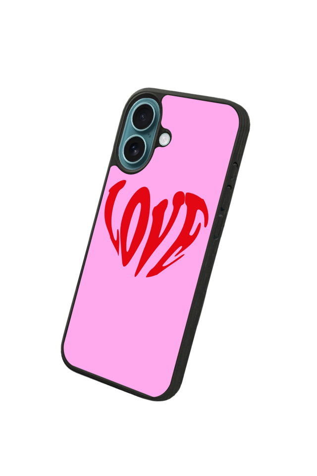 iPhone 16 Uyumlu Kalp Love Tasarımlı Glossy Premium Kılıf