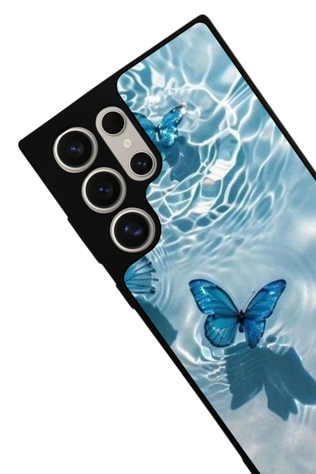 Samsung Galaxy S23 Ultra Uyumlu Kelebek Tasarımlı Glossy Premium Kılıf