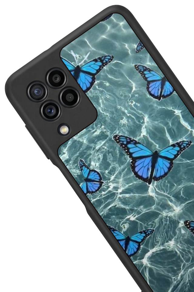 Samsung Galaxy M22 Uyumlu Kelebek Tasarımlı Glossy Premium Kılıf