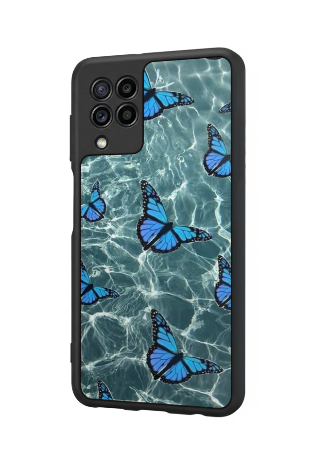 Samsung Galaxy M22 Uyumlu Kelebek Tasarımlı Glossy Premium Kılıf