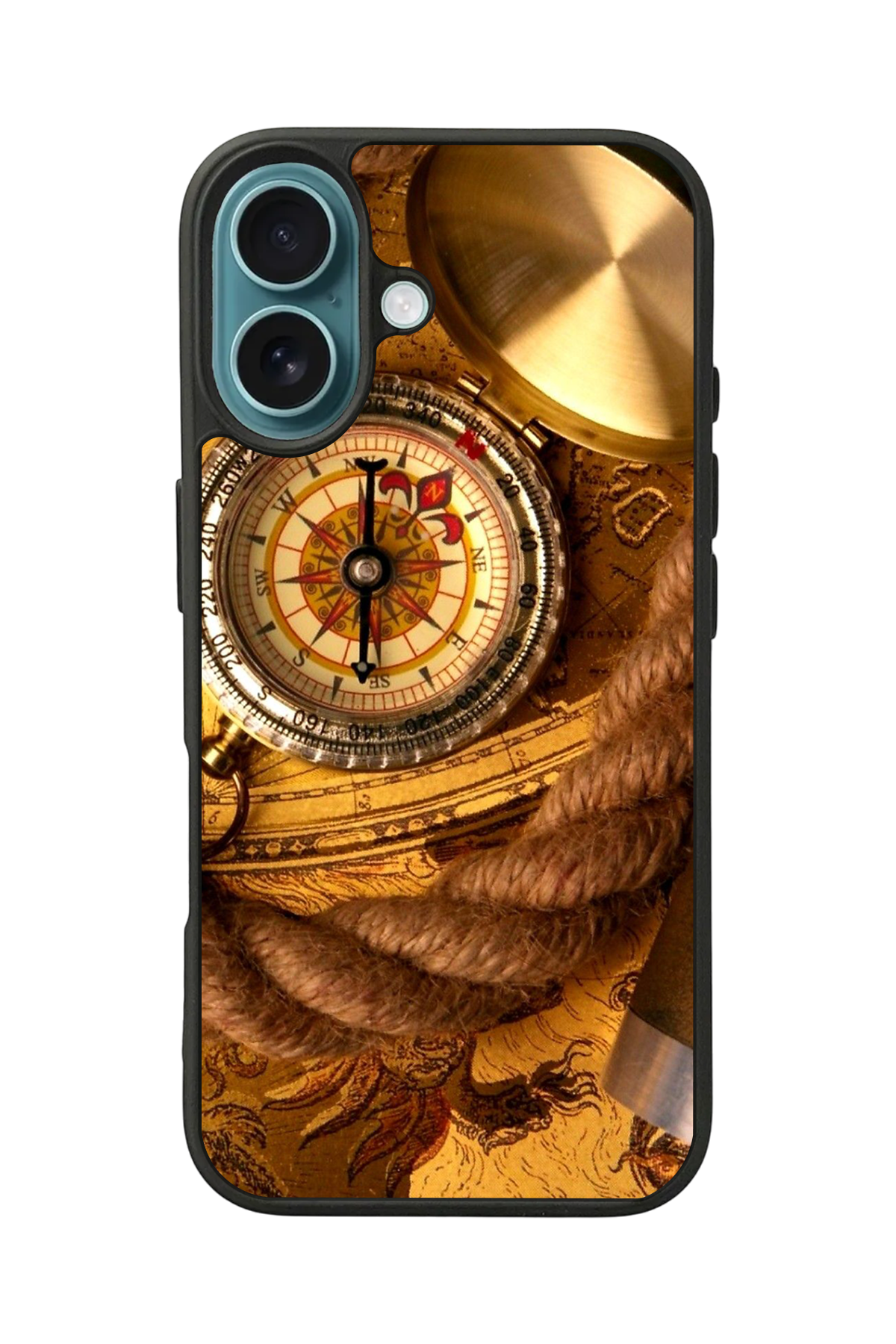 iPhone 16 Plus Uyumlu Pusula Tasarımlı Glossy Premium Kılıf