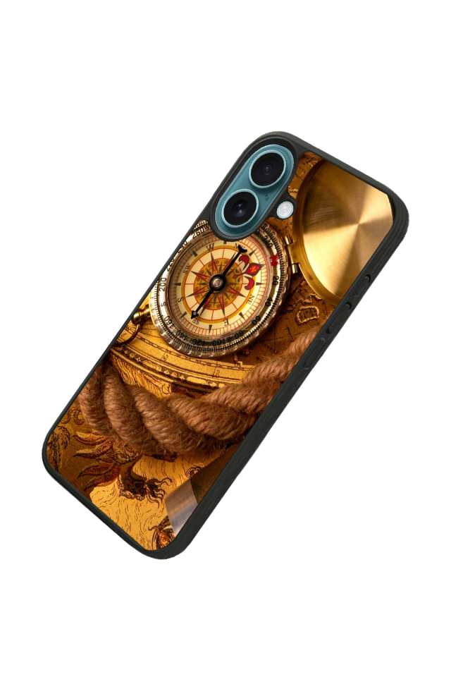 iPhone 16 Plus Uyumlu Pusula Tasarımlı Glossy Premium Kılıf