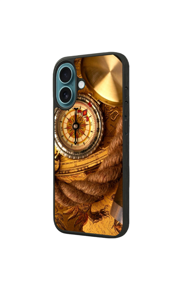 iPhone 16 Plus Uyumlu Pusula Tasarımlı Glossy Premium Kılıf