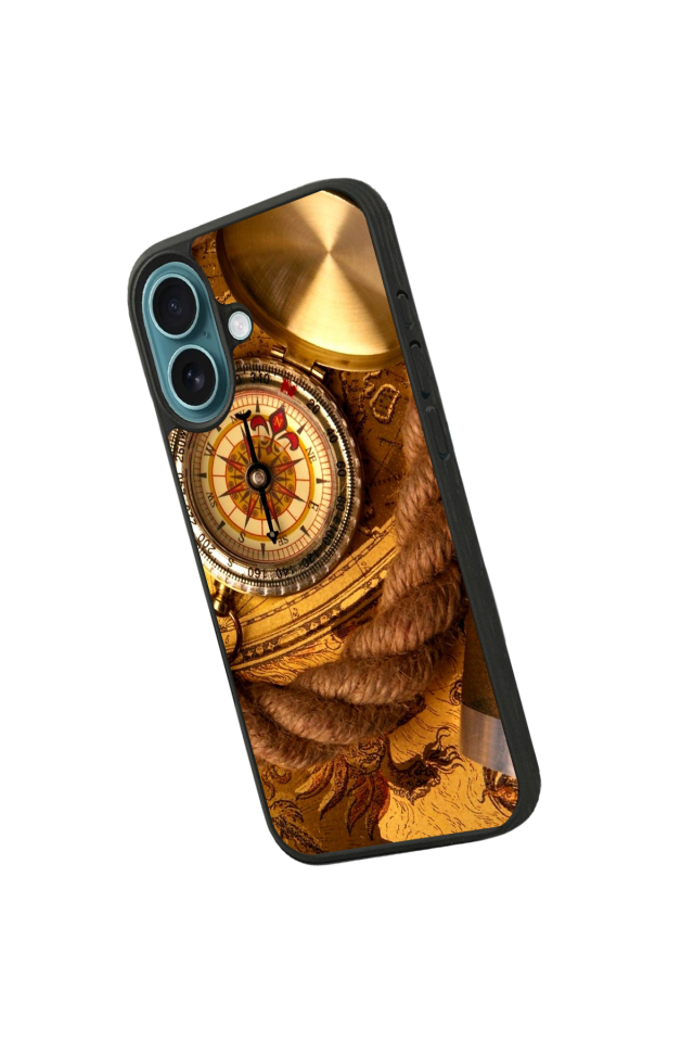 iPhone 16 Plus Uyumlu Pusula Tasarımlı Glossy Premium Kılıf