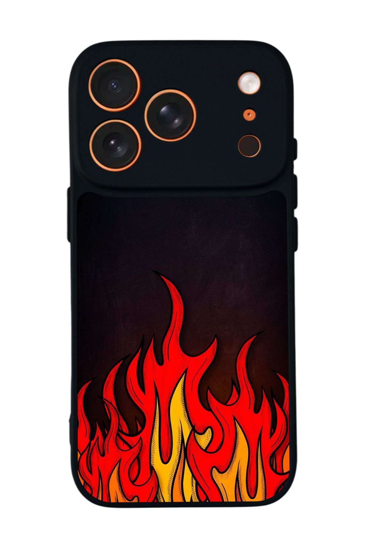 iPhone 17 Pro Uyumlu Retro Flame Patterns Tasarımlı Glossy Premium Kılıf