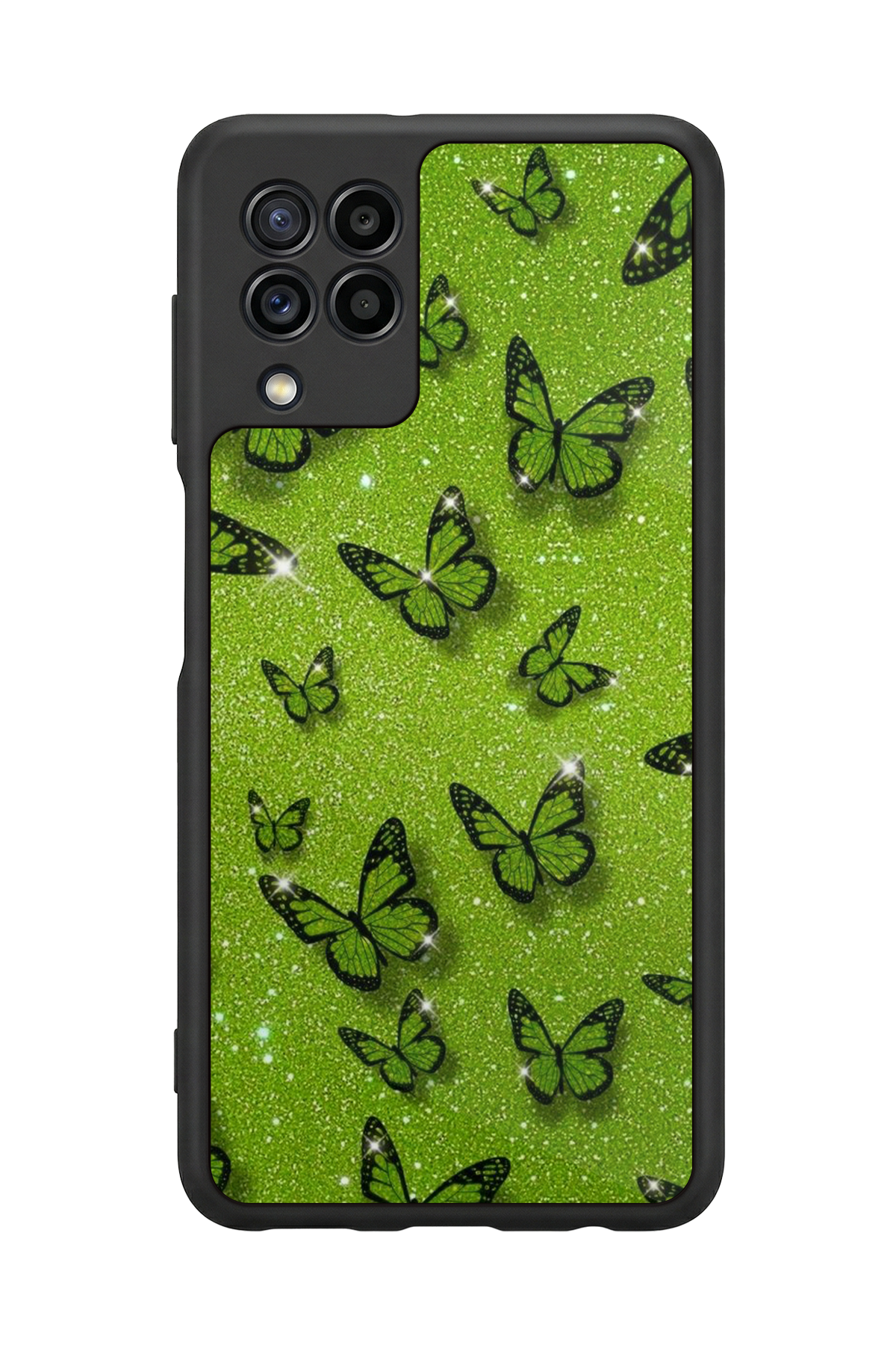 Samsung Galaxy M22 Uyumlu Kelebek Tasarımlı Glossy Premium Kılıf