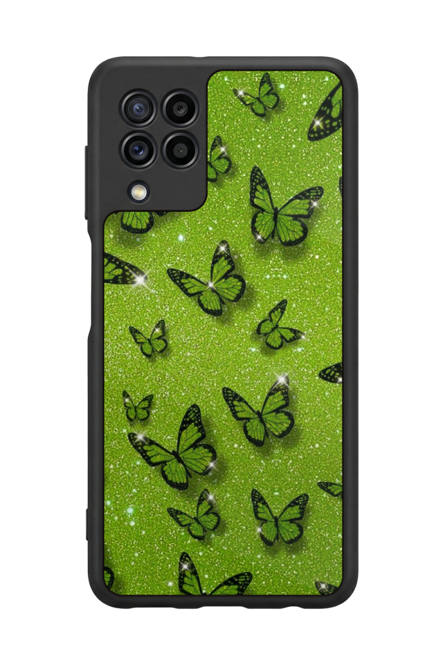 Samsung Galaxy M22 Uyumlu Kelebek Tasarımlı Glossy Premium Kılıf