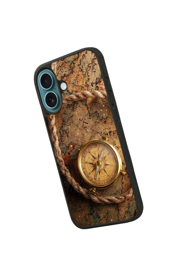 iPhone 16 Plus Uyumlu Pusula Tasarımlı Glossy Premium Kılıf