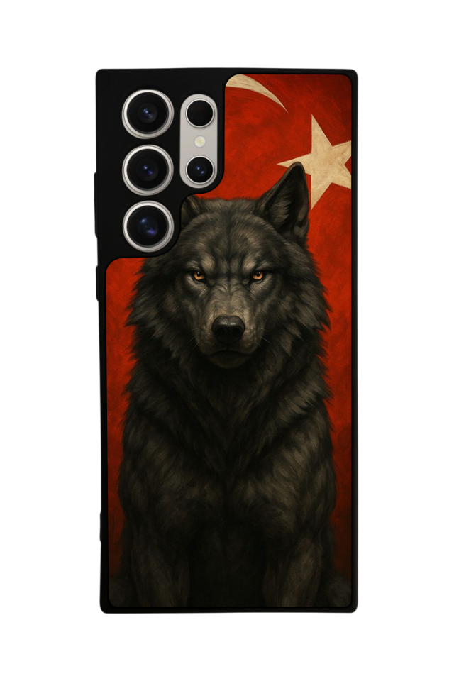 Samsung Galaxy S22 Ultra Uyumlu Bozkurt Tasarımlı Glossy Premium Kılıf