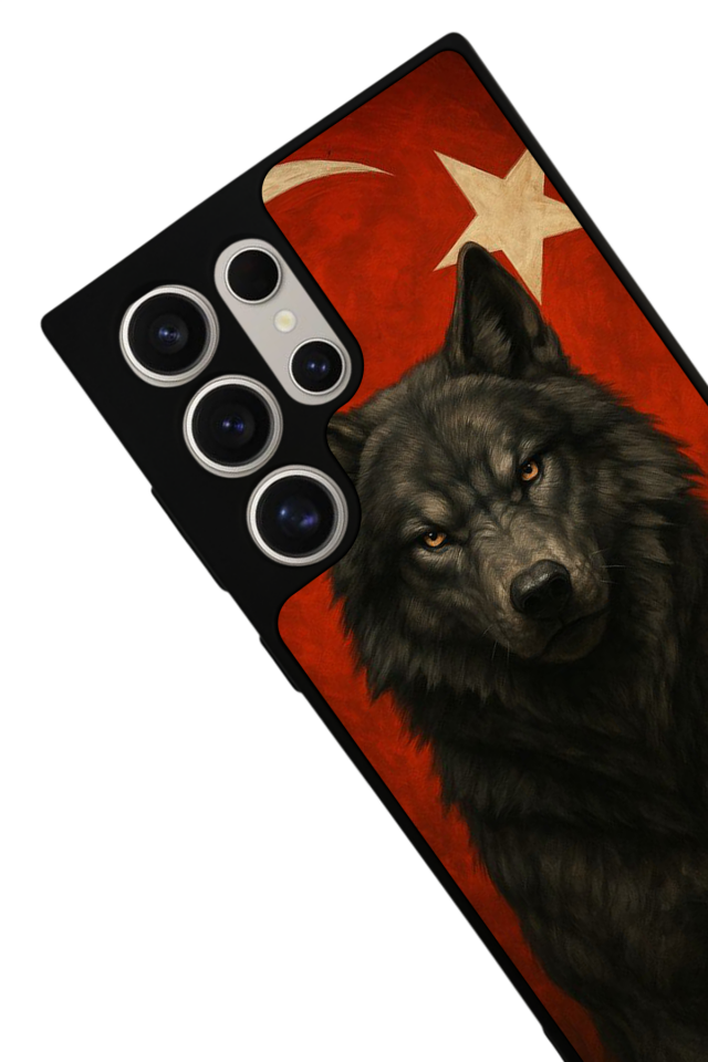 Samsung Galaxy S22 Ultra Uyumlu Bozkurt Tasarımlı Glossy Premium Kılıf