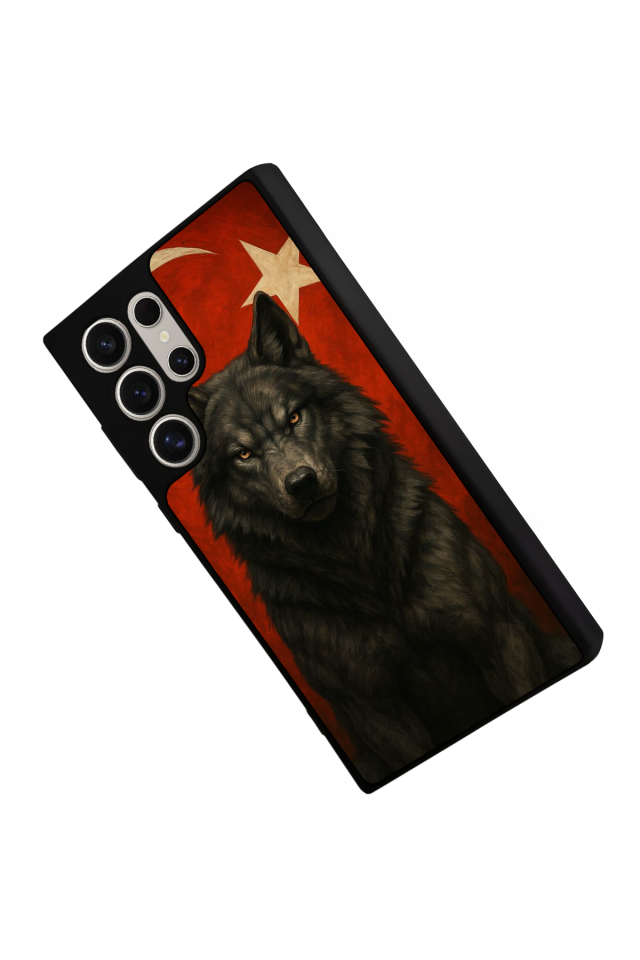 Samsung Galaxy S22 Ultra Uyumlu Bozkurt Tasarımlı Glossy Premium Kılıf