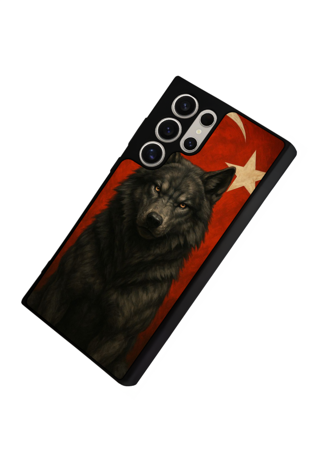 Samsung Galaxy S22 Ultra Uyumlu Bozkurt Tasarımlı Glossy Premium Kılıf