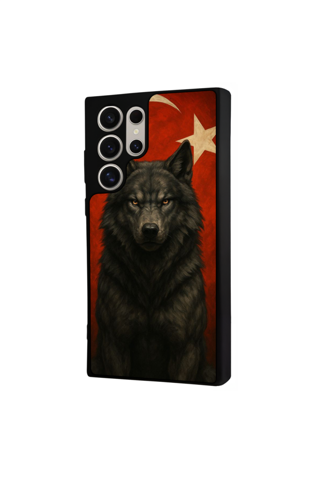 Samsung Galaxy S22 Ultra Uyumlu Bozkurt Tasarımlı Glossy Premium Kılıf