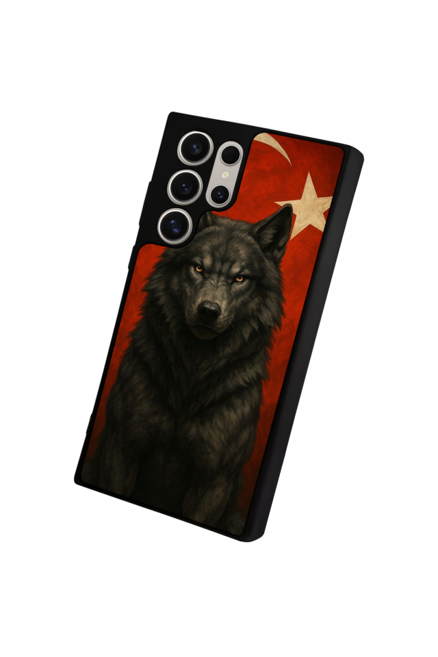 Samsung Galaxy S22 Ultra Uyumlu Bozkurt Tasarımlı Glossy Premium Kılıf