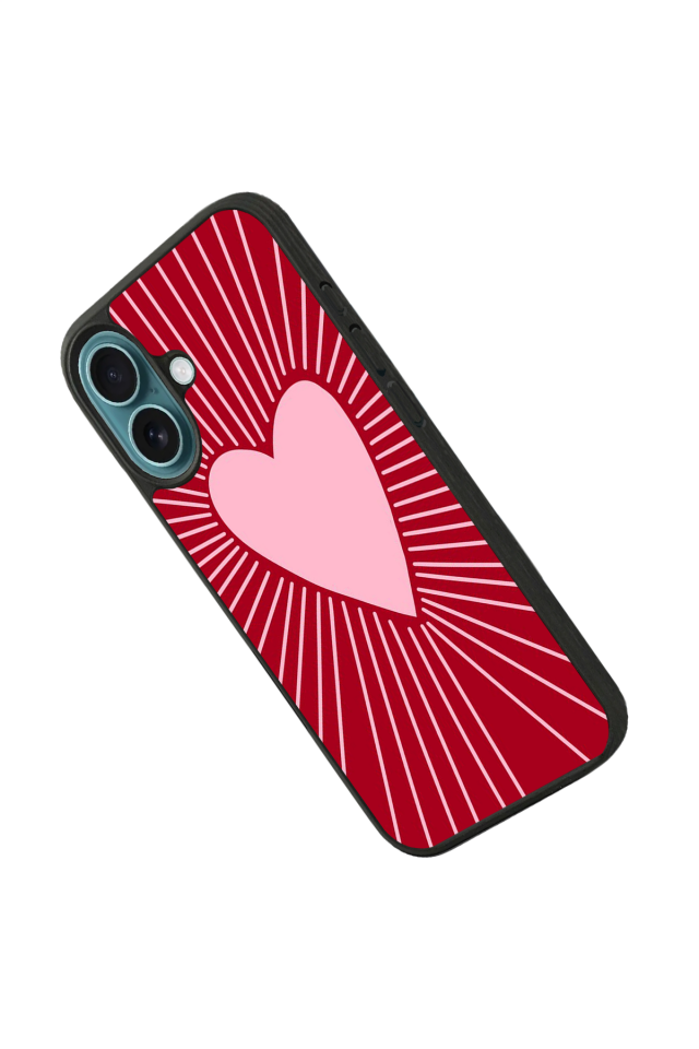 iPhone 16 Uyumlu Kalp Love Tasarımlı Glossy Premium Kılıf
