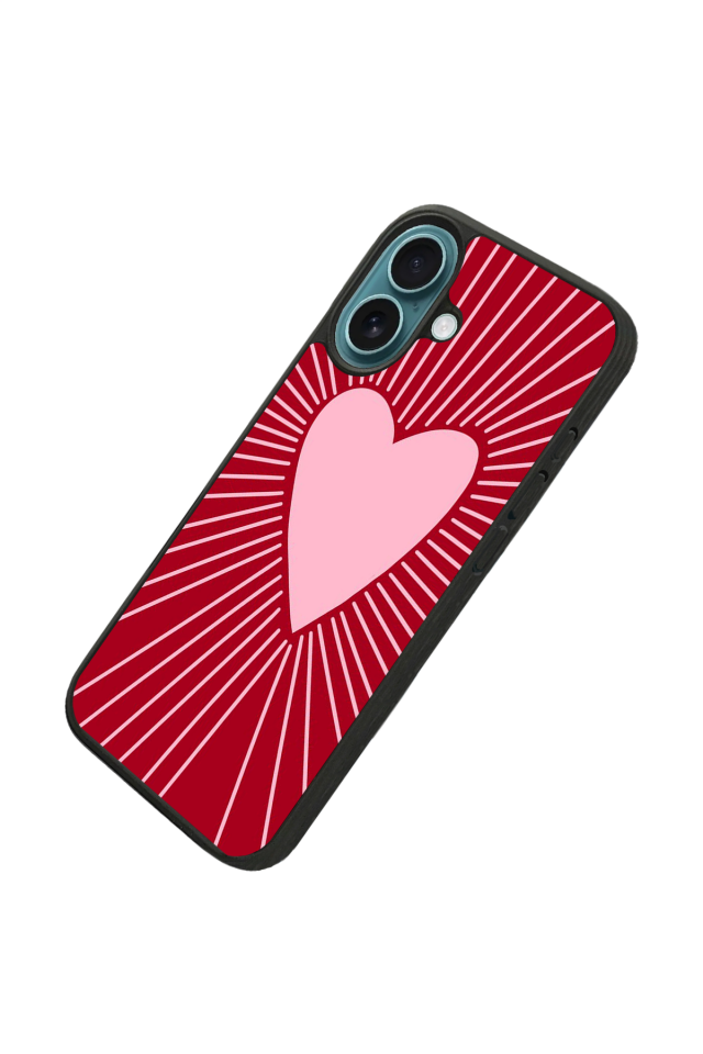 iPhone 16 Uyumlu Kalp Love Tasarımlı Glossy Premium Kılıf