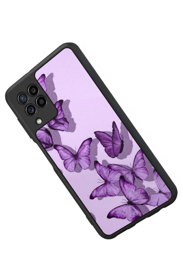 Samsung Galaxy M22 Uyumlu Kelebek Tasarımlı Glossy Premium Kılıf