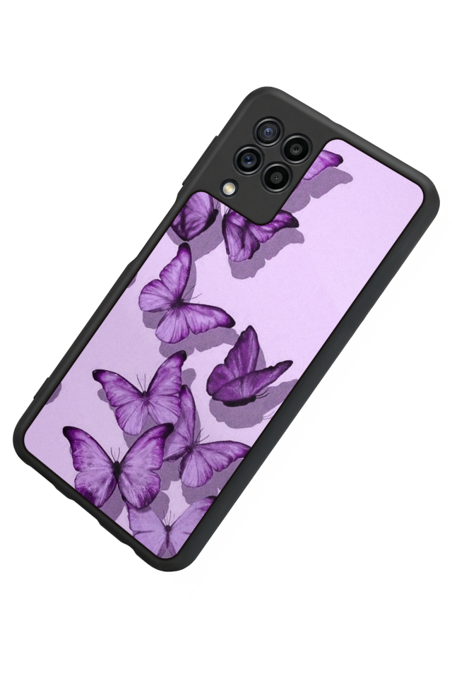 Samsung Galaxy M22 Uyumlu Kelebek Tasarımlı Glossy Premium Kılıf