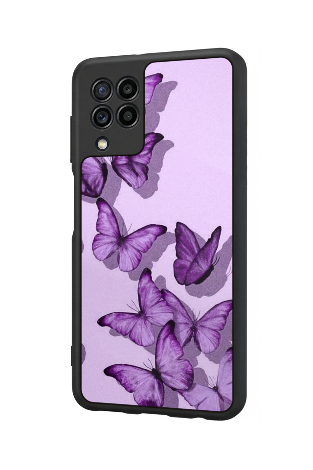 Samsung Galaxy M22 Uyumlu Kelebek Tasarımlı Glossy Premium Kılıf