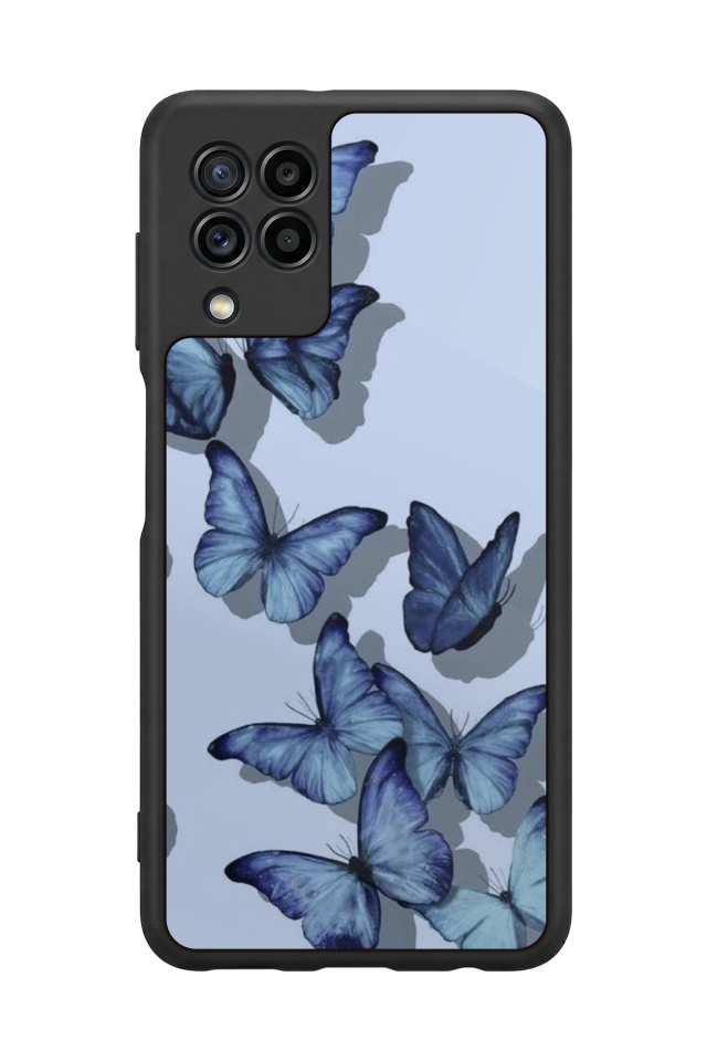Samsung Galaxy M22 Uyumlu Kelebek Tasarımlı Glossy Premium Kılıf