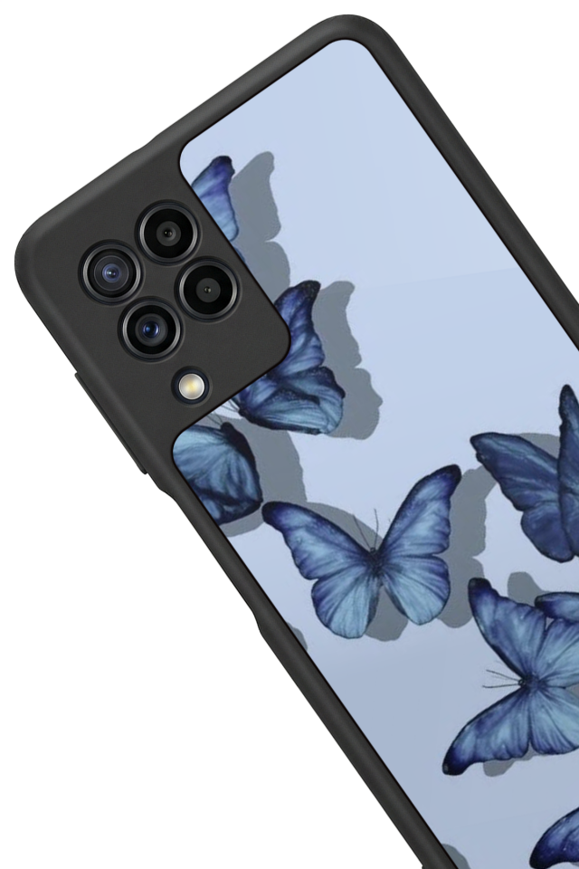 Samsung Galaxy M22 Uyumlu Kelebek Tasarımlı Glossy Premium Kılıf