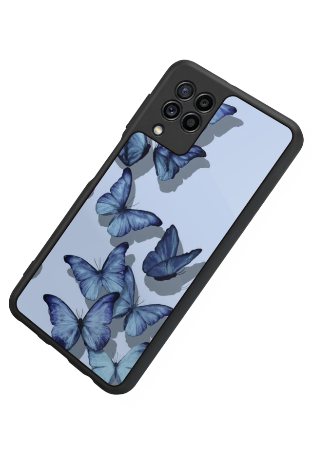 Samsung Galaxy M22 Uyumlu Kelebek Tasarımlı Glossy Premium Kılıf