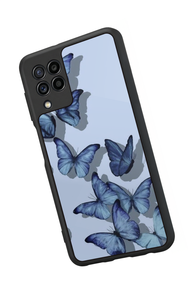 Samsung Galaxy M22 Uyumlu Kelebek Tasarımlı Glossy Premium Kılıf
