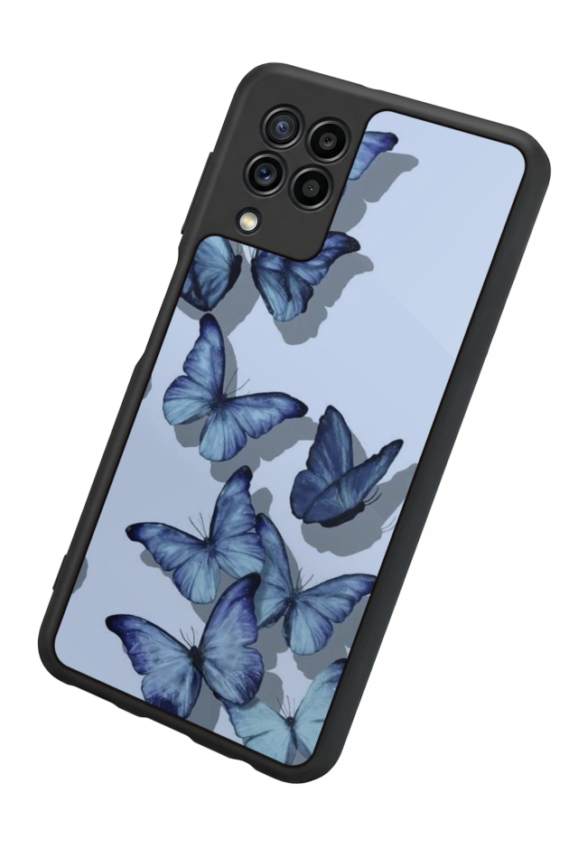Samsung Galaxy M22 Uyumlu Kelebek Tasarımlı Glossy Premium Kılıf