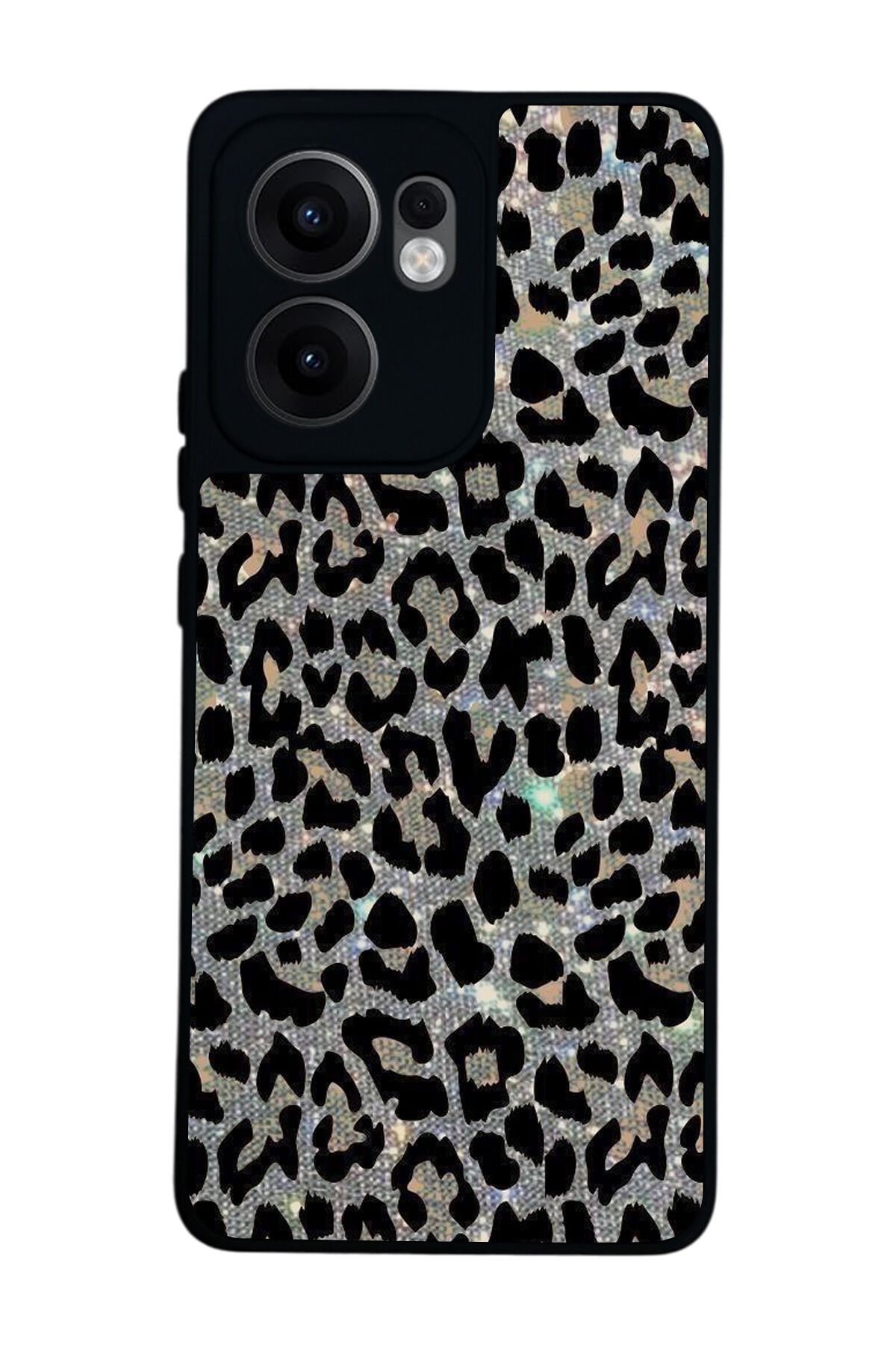 Oppo Reno 13F Uyumlu Hologram Leopar Tasarımlı Glossy Premium Kılıf