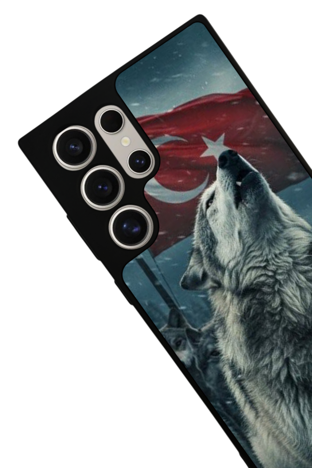 Samsung Galaxy S22 Ultra Uyumlu Bozkurt Tasarımlı Glossy Premium Kılıf