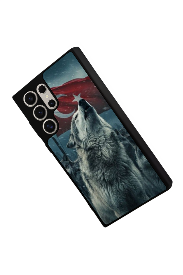 Samsung Galaxy S22 Ultra Uyumlu Bozkurt Tasarımlı Glossy Premium Kılıf