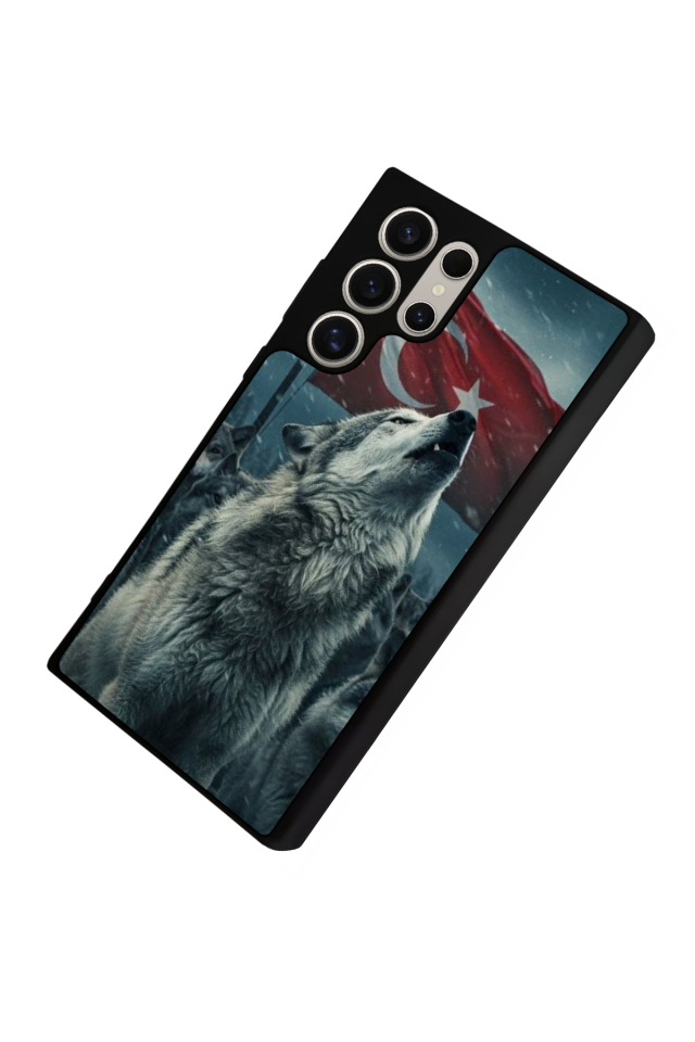 Samsung Galaxy S22 Ultra Uyumlu Bozkurt Tasarımlı Glossy Premium Kılıf