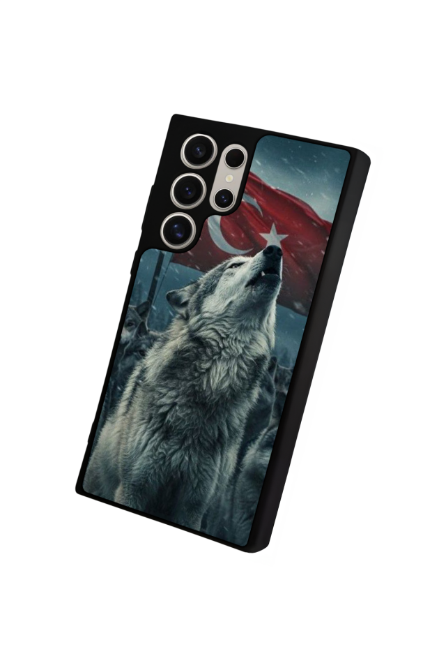 Samsung Galaxy S22 Ultra Uyumlu Bozkurt Tasarımlı Glossy Premium Kılıf