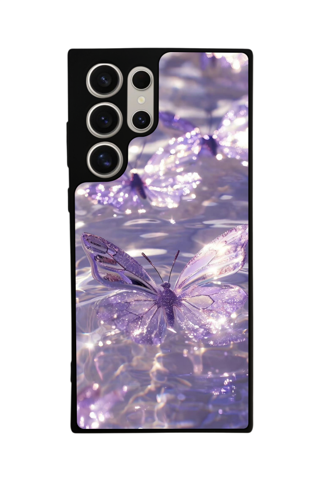 Samsung Galaxy S23 Ultra Uyumlu Kelebek Tasarımlı Glossy Premium Kılıf