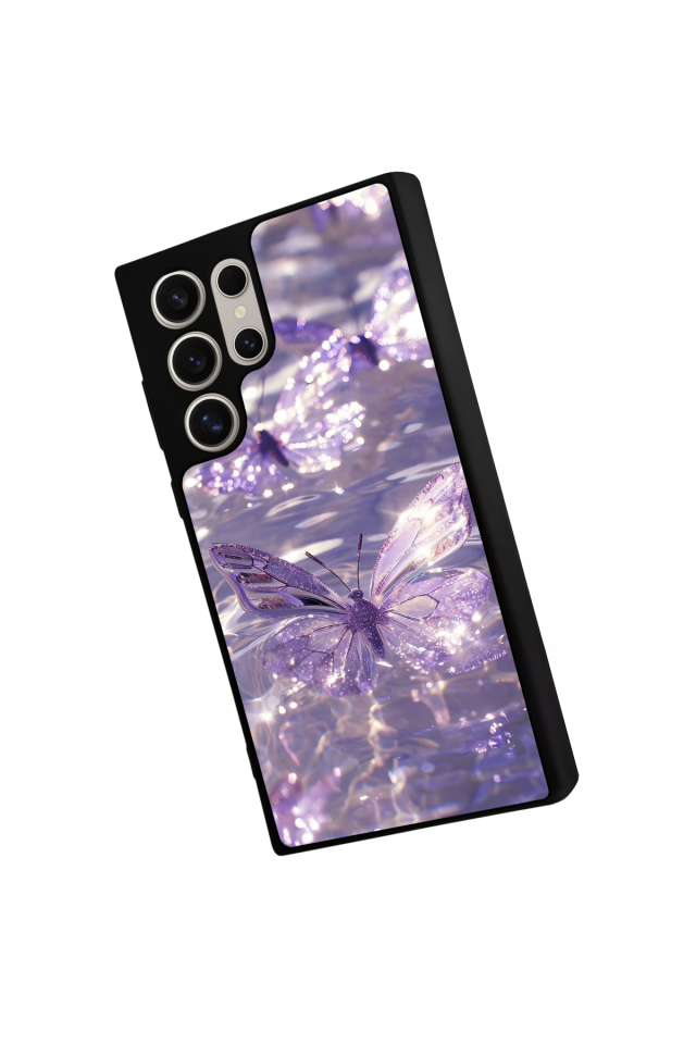 Samsung Galaxy S23 Ultra Uyumlu Kelebek Tasarımlı Glossy Premium Kılıf