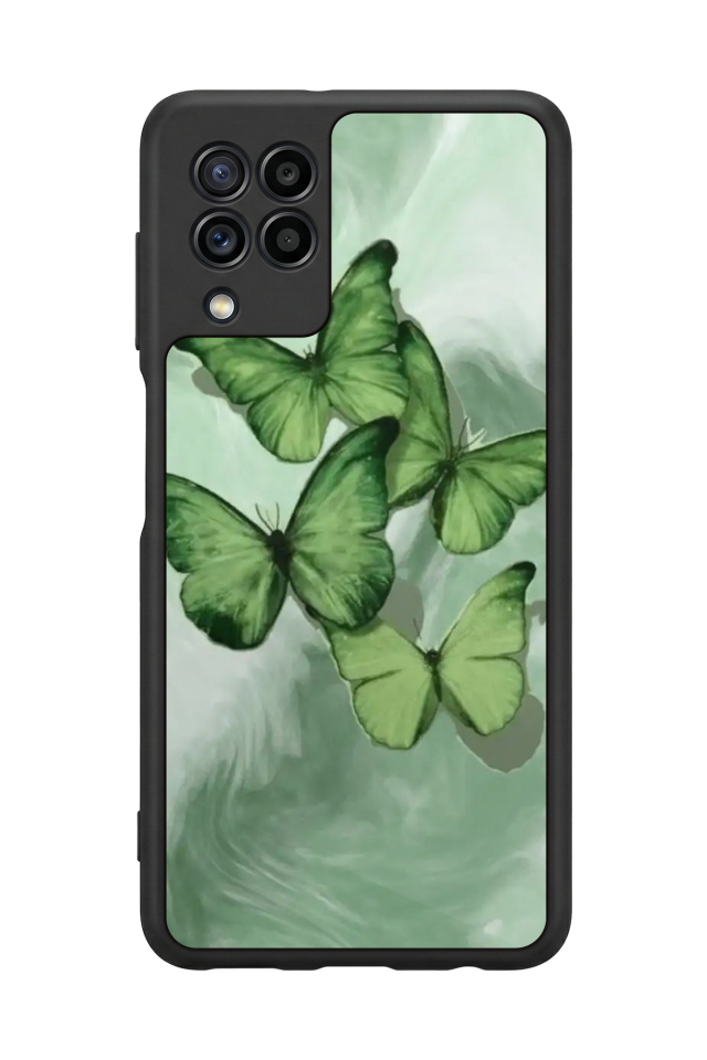 Samsung Galaxy M22 Uyumlu Kelebek Tasarımlı Glossy Premium Kılıf