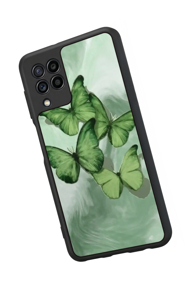 Samsung Galaxy M22 Uyumlu Kelebek Tasarımlı Glossy Premium Kılıf