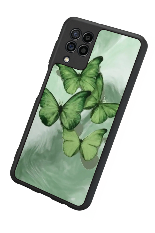 Samsung Galaxy M22 Uyumlu Kelebek Tasarımlı Glossy Premium Kılıf