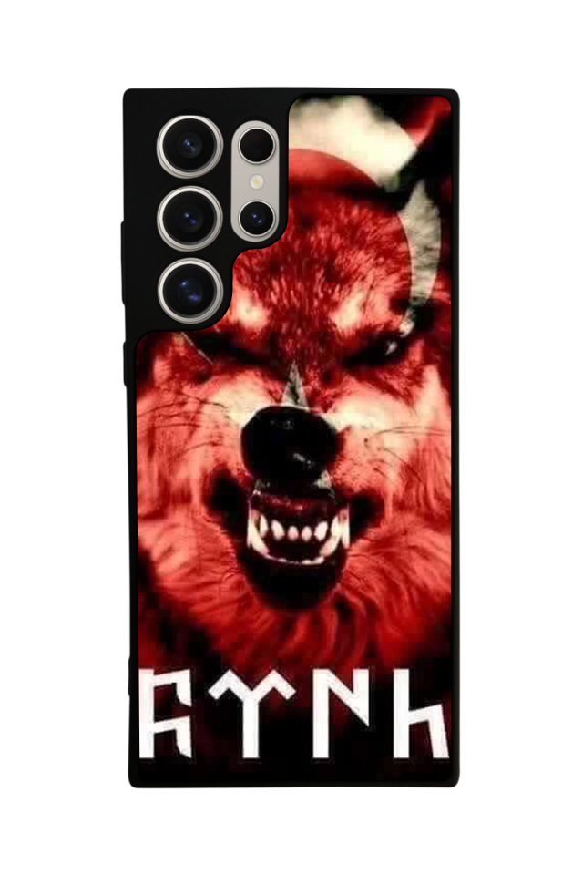 Samsung Galaxy S22 Ultra Uyumlu Bozkurt Tasarımlı Glossy Premium Kılıf