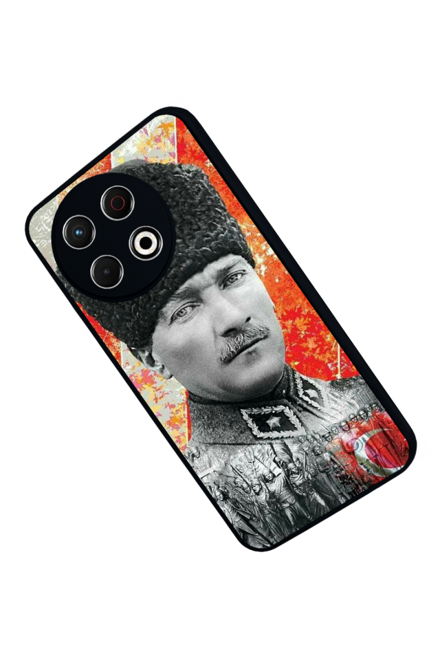 Tecno Spark 30 Pro Uyumlu Mustafa Kemal Ataturk Tasarımlı Glossy Premium Kılıf