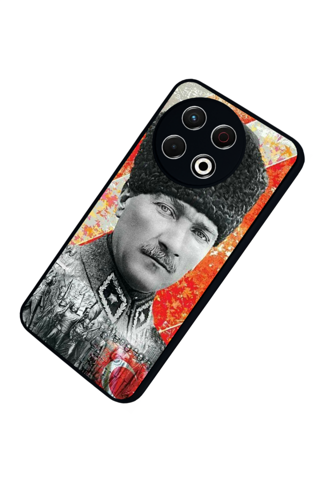 Tecno Spark 30 Pro Uyumlu Mustafa Kemal Ataturk Tasarımlı Glossy Premium Kılıf