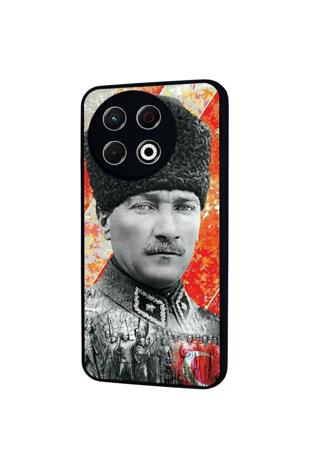 Tecno Spark 30 Pro Uyumlu Mustafa Kemal Ataturk Tasarımlı Glossy Premium Kılıf