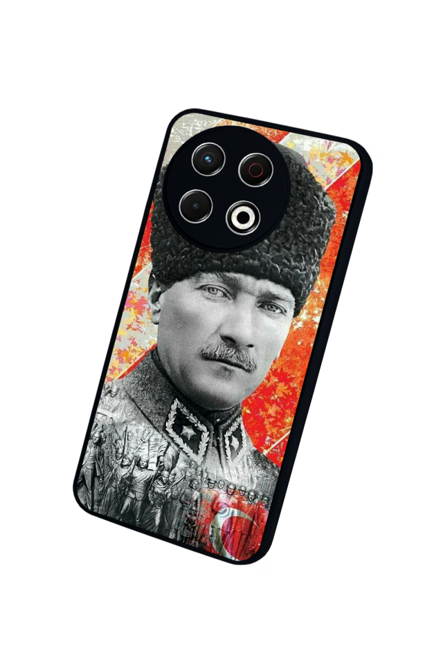 Tecno Spark 30 Pro Uyumlu Mustafa Kemal Ataturk Tasarımlı Glossy Premium Kılıf