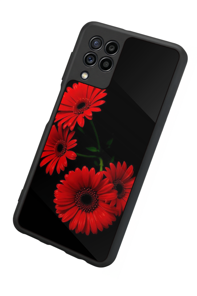 Samsung Galaxy M32 Uyumlu Cicek Tasarımlı Glossy Premium Kılıf